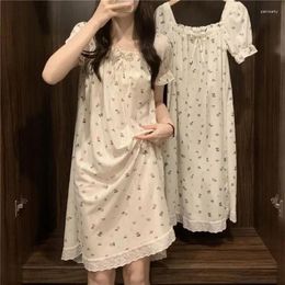 Women's Sleepwear Clothes Home Night Korean Sweet Women Summer Nighty Style Cute Short Sexy Sleeve Nightwear Nightgown Womens Dress Thin