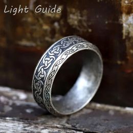 Cluster Rings 2024 Men's 316L Stainless-steel Vintage Viking Rune Ring Amulet For Teens Fashion Jewelry Gifts