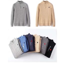 Mens Designer Polo Sweater Fleece ralphs Shirts Thick Half Zipper High Neck Warm Pullover Slim Knit Knitting Lauren Jumpers Small horse Brand Sweatshirt 5512ess