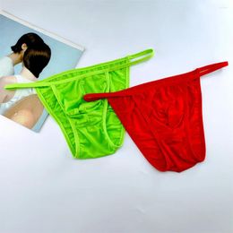 Underpants Strappy Waist Mens Ice Silk Briefs Underwear U Convex Low Rise Male Nylon 16 Colours For Choose