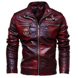 Lederjacke Männer Winter Fleece Motorrad PU Leahter Jacke Männlich Stehkragen Casual Windjacke Ropa De Hombre Mantel Plus Größe 240122