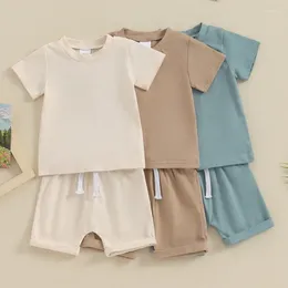 Clothing Sets Baby Boy Girl Shorts Set Short Sleeve Crew Neck T-shirt With Elastic Waist 2-piece Outfit