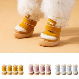 Dog Apparel Thickened Lamb Plush Shoes Anti-slip Winter Soft Breathable Snow Boots Walking