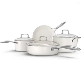 Cookware Sets Ceramic Set (7 Piece) - Non Toxic PTFE & PFOA Free Oven Safe Compatible With All Stovetops