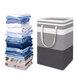 75L Large Capacity Folding Laundry Bags Waterproof Thicken Cotton Linen Dirty Clothes Sundries Basket Striped Storage 240201