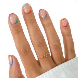 False Nails Colorful Lines Nude Fake Durable & Never Splitting Comfort For Girl Dress Matching