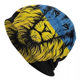 Berets Unisex Winter Warm Bonnet Homme Knit Hats Hip Hop Ukraine Flag Lion Beanie Cap Outdoor Ukrainian Patriotic Beanies Caps For Men