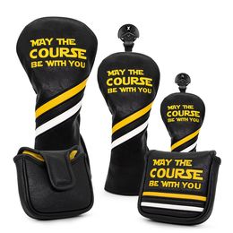 Golf Headcovers Golf Driver Head Cover Embroidery Premium Leather Driver Fairway Wood Hybrid with Number Tags Mallet 240202