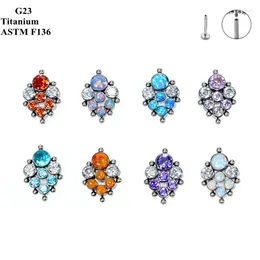 Stud Earrings Exquisite Body Piercing Jewelry G23 Titanium Inlaid Luxury Opal And Zircon Navel Ring Nose