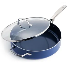 Pans Cookware Diamond Infused Ceramic Nonstick 5QT Saute Pan Jumbo Cooker With Helper Handle And Lid PFAS-Free Oven Safe