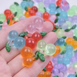 Charms 10Pcs/Lot Colorful Resin Clear 3D Cherry Fruit DIY Fashion Simulated Food Pendant Keychain Necklaces Jewelry Accessories