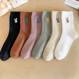 Women Socks Solid Color Embroidered Women's Happy Fashion Chinese Year Of The Totem Classic Cartoon Fun Sock HolidayGift
