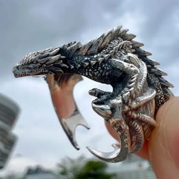 European and American Preferences Men Personality Dominant Batwing Dragon Ring Opening Ring A Symbol of Power Fashion Accessorie 240125