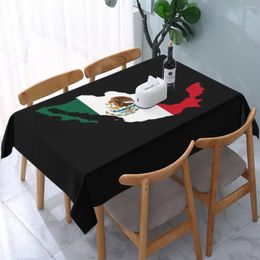 Table Cloth Rectangular Oilproof Mexico Flag Map Cover Fitted Mexican Pride Backed Edge Tablecloth For Dining