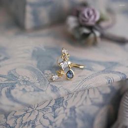 Dangle Earrings Original Design Silver Inlaid Blue Water Drop Pendant Snowflake Stud Fresh Charm Light Luxury Ladies Jewelry
