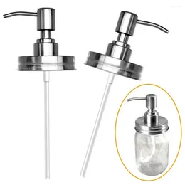 Liquid Soap Dispenser 2pcs Lids Mason Jar Cover Lotion Bathroom Accessories Stainless Steel For Room Silver