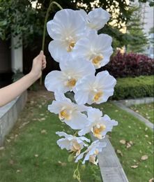 Hot Sale 7 Artificial Silk Orchid 9 Heads Faux Phalaenopsis Stems for Home Wedding Decor