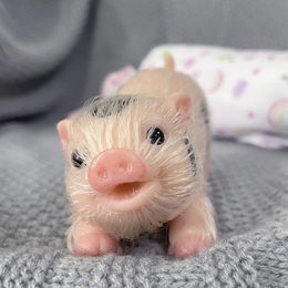 5Inch Smile Face Reborn Pig Doll Very Soft Full Silicone Piglet Toy Body Can Be Bath Kids Collection Gift 240129
