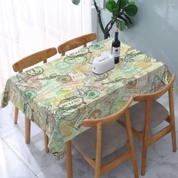 Table Cloth Passport Stamps Pattern Tablecloth Rectangular Elastic Oilproof Souvenir Cover For Party