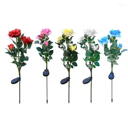 Solar Lawn Stake Simulation Rose Flower Light Home Garden Decoration Lamp