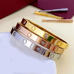 Withbox Fashion bangle bracelet stainless steel Bracelets Famous Luxury Designers Brand Jewellery for women Couple SCREW LOVE 6mm 4Diamonds wholesales