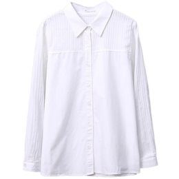 Womens Clothing Blouses Shirts Plus Size Spring Fashion Casual Long Sleeve Jacquard Cotton OL White Tops Chemise Femme 240202