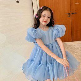 Girl Dresses Birthday Dress For Girls Princess Kids Puff Sleeve Tulle Children Ball Gown Summer Elegant Clothing