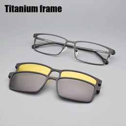 Glasses Polarised Mirror Mens Brown Prescription Myopia Magnetic Attraction Sunglasses Night Vision Clip on Glasse 240131