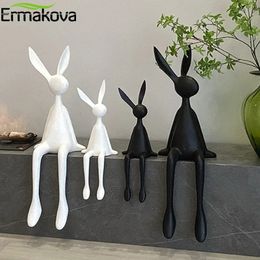 ERMAKOVA Nordic Home Decorate Figurines for Interior Gift Rabbit Statue Christmas Room Decor Abstract Art Sculpture Desk 240123