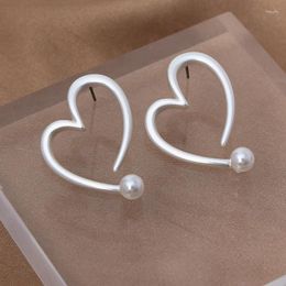 Stud Earrings Exaggerated Heart-shaped Pearl Female Korean Personality Sweet Love Wedding Jewelry Accessories Gift