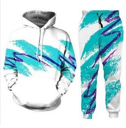 New Men/Womens Blue and white Funny 3D Print Fashion Tracksuits Hip Hop Pants + Hoodies Tracksuit Sets RA51