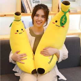 40-100cm Giant Soft Cartoon Smile Banana Plush Toys Stuffed Fruit Cushion Pillow Creative Girls Valentine's Gift Plush Toy Doll 240119