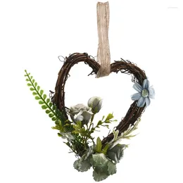 Decorative Flowers Wedding Flower Wreath Heart-Shaped Spring Hanging Party Wall Window Home Decoration 6 Inch