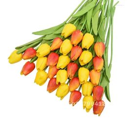 Decorative Flowers 31Pcs Fake Tulips Real Touch Tulipe Artificial Wedding Decoration Christmas Home Garden Decor