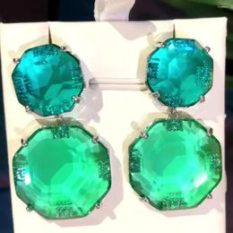 Dangle Earrings Soramoore Charm Luxury Green Full Shiny Mirco Paved Crystal Zircon Dubai Wedding Drop Earring Fashion Jewellery