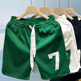 Men's Shorts Men Gym Drawstring Elastic Waist Loose Number Print Pockets Quick Dry Fitness Jogging Exercise Sportswear
