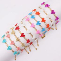 Strand Mosengkw Candy Colour Woven Women Miyuki Bead Bracelet Handmade Heart Design Adjustable Boho