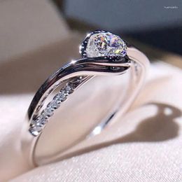 Wedding Rings Classic Engagement Ring White Cubic Zircon Female Women Super Flash Rhinestone Band CZ Jewellery