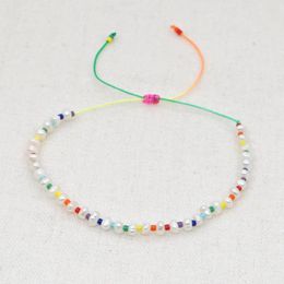 Link Bracelets Go2boho Freshwater Pearl Bracelet For Women Jewellery Trendy Bohemian Rainbow Bead Jewellery Fashion Friendship Rope