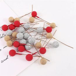 Decorative Flowers 50Pcs Mini Christmas Decoration Red Berries Artificial Cherry Berry Stamen Home Party Decor Gifts Box Accessories