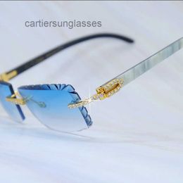 Designer-Sonnenbrillen aus Iced Out-Marmor, echtes Büffelhorn, Vintage-Sonnenbrille, Carter-Diamantschliff-Strass-Herren-Sonnenbrille