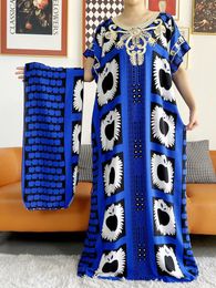 Ethnic Clothing 2024 Summer African Dresses For Women Long Sleeve Abaya Dubai Turkey Muslim Fashion Hijab Cotton Dress American Islam