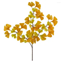 Decorative Flowers 1PC Artificial Ginkgo Leaves Branch Plastic Fake Plants For Wedding Arch Flower Arrangement Home Decoration Handcraft