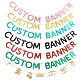 Custom Banner Personalized Glitter Banner for Birthday Wedding Anniversary Baby Shower Bachelorette Party Decorations 240118