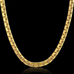 Drop Hip Hop Chain 6mm Gold Colour Stainless Steel Necklace Male Wholesale Flat Box Link Womens Mens Chain 20 23 26 240127