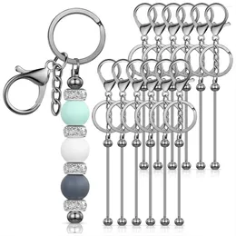 Keychains 12 Pcs Beadable Keychain Bars For Beads Blank Metal Beaded DIY Projects Pendant Jewelry