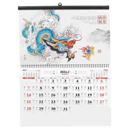 Year Calendar Wall Hanging Decoration Paper Tradition Chinese Yearly Lunar Delicate Advent 240118