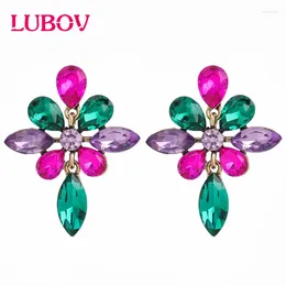 Dangle Earrings LUBOV Aretes De Mujer Modernos 2024 Fashion Simple Colour Rhinestone Drop Earring Christmas Party Holiday Accessories