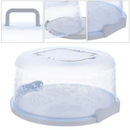 Gift Wrap Clear Handle Cake Case Cheesecake Carry Box Stand Lid Muffin Bakery Round Plastic Container