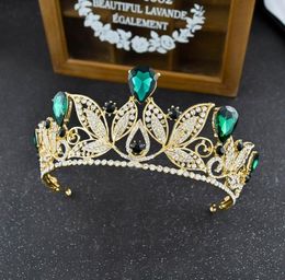 New Style Luxury Gold Bridal Crown with Green Royal Blue Red Silver Crystal Wedding Tiara Sell Headpieces Hair Accessory 2163975